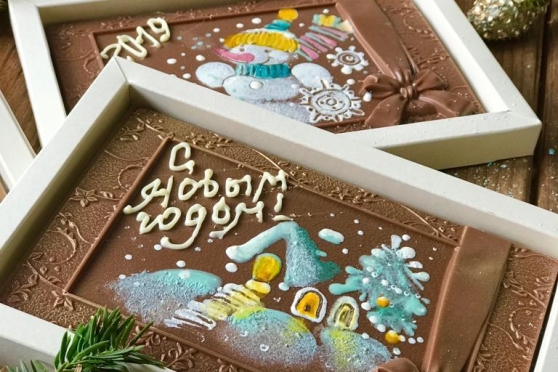 Шоколадная открытка с авторской росписью